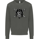 Pirate & Swords Skull Captain Jolly Roger Kids Sweatshirt Jumper Storm Grey