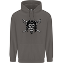 Pirate & Swords Skull Captain Jolly Roger Mens 80% Cotton Hoodie Charcoal