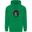 Pirate & Swords Skull Captain Jolly Roger Mens 80% Cotton Hoodie Irish Green