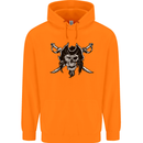 Pirate & Swords Skull Captain Jolly Roger Mens 80% Cotton Hoodie Orange