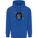 Pirate & Swords Skull Captain Jolly Roger Mens 80% Cotton Hoodie Royal Blue