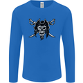 Pirate & Swords Skull Captain Jolly Roger Mens Long Sleeve T-Shirt Royal Blue