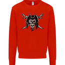 Pirate & Swords Skull Captain Jolly Roger Mens Sweatshirt Jumper Bright Red
