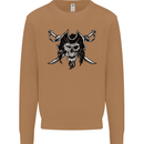 Pirate & Swords Skull Captain Jolly Roger Mens Sweatshirt Jumper Caramel Latte