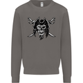 Pirate & Swords Skull Captain Jolly Roger Mens Sweatshirt Jumper Charcoal