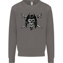 Pirate & Swords Skull Captain Jolly Roger Mens Sweatshirt Jumper Charcoal