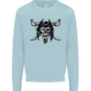 Pirate & Swords Skull Captain Jolly Roger Mens Sweatshirt Jumper Light Blue