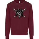 Pirate & Swords Skull Captain Jolly Roger Mens Sweatshirt Jumper Maroon