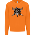 Pirate & Swords Skull Captain Jolly Roger Mens Sweatshirt Jumper Orange
