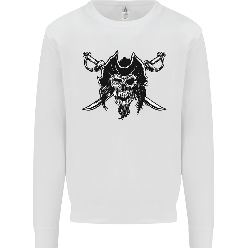 Pirate & Swords Skull Captain Jolly Roger Mens Sweatshirt Jumper White