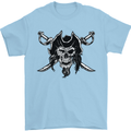 Pirate & Swords Skull Captain Jolly Roger Mens T-Shirt 100% Cotton Light Blue