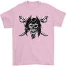 Pirate & Swords Skull Captain Jolly Roger Mens T-Shirt 100% Cotton Light Pink