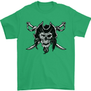 Pirate & Swords Skull Captain Jolly Roger Mens T-Shirt Cotton Gildan Irish Green