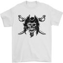 Pirate & Swords Skull Captain Jolly Roger Mens T-Shirt Cotton Gildan White