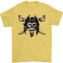 Pirate & Swords Skull Captain Jolly Roger Mens T-Shirt Cotton Gildan Yellow