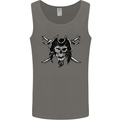 Pirate & Swords Skull Captain Jolly Roger Mens Vest Tank Top Charcoal