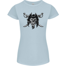 Pirate & Swords Skull Captain Jolly Roger Womens Petite Cut T-Shirt Light Blue