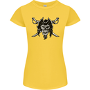 Pirate & Swords Skull Captain Jolly Roger Womens Petite Cut T-Shirt Yellow