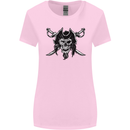 Pirate & Swords Skull Captain Jolly Roger Womens Wider Cut T-Shirt Light Pink