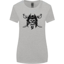 Pirate & Swords Skull Captain Jolly Roger Womens Wider Cut T-Shirt Sports Grey