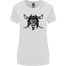 Pirate & Swords Skull Captain Jolly Roger Womens Wider Cut T-Shirt White