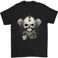 Piston Skull Motorcycle Motorbike Biker Mens T-Shirt Cotton Gildan Black