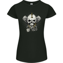 Piston Skull Motorcycle Motorbike Biker Womens Petite Cut T-Shirt Black