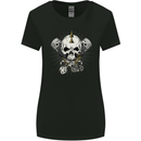 Piston Skull Motorcycle Motorbike Biker Womens Wider Cut T-Shirt Black