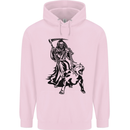 Pitbull Grim Reaper Dog Skull Satan Demon Childrens Kids Hoodie Light Pink