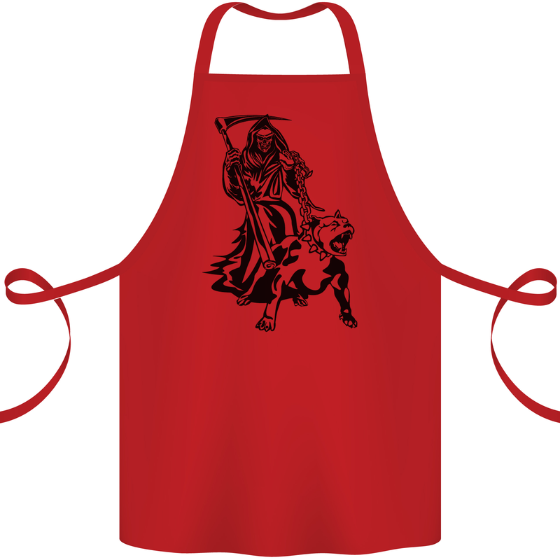 Pitbull Grim Reaper Dog Skull Satan Demon Cotton Apron 100% Organic Red