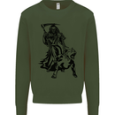 Pitbull Grim Reaper Dog Skull Satan Demon Kids Sweatshirt Jumper Forest Green