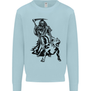 Pitbull Grim Reaper Dog Skull Satan Demon Kids Sweatshirt Jumper Light Blue
