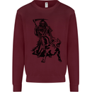 Pitbull Grim Reaper Dog Skull Satan Demon Kids Sweatshirt Jumper Maroon