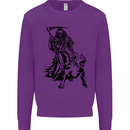Pitbull Grim Reaper Dog Skull Satan Demon Kids Sweatshirt Jumper Purple
