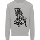 Pitbull Grim Reaper Dog Skull Satan Demon Kids Sweatshirt Jumper Sports Grey