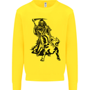 Pitbull Grim Reaper Dog Skull Satan Demon Kids Sweatshirt Jumper Yellow