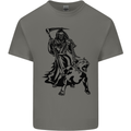 Pitbull Grim Reaper Dog Skull Satan Demon Kids T-Shirt Childrens Charcoal