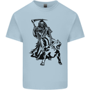 Pitbull Grim Reaper Dog Skull Satan Demon Kids T-Shirt Childrens Light Blue