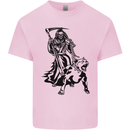 Pitbull Grim Reaper Dog Skull Satan Demon Kids T-Shirt Childrens Light Pink