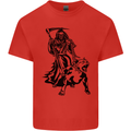 Pitbull Grim Reaper Dog Skull Satan Demon Kids T-Shirt Childrens Red
