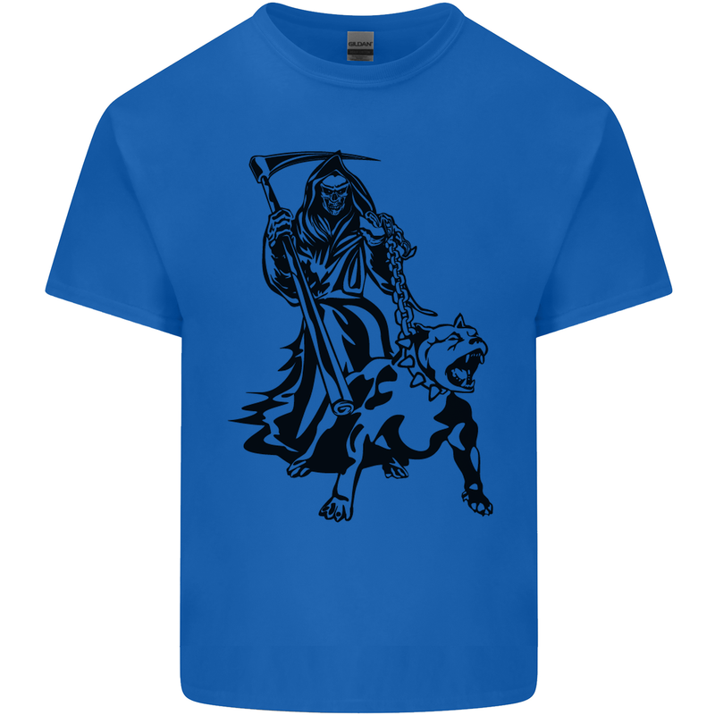 Pitbull Grim Reaper Dog Skull Satan Demon Kids T-Shirt Childrens Royal Blue