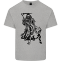 Pitbull Grim Reaper Dog Skull Satan Demon Kids T-Shirt Childrens Sports Grey