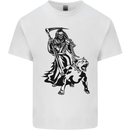 Pitbull Grim Reaper Dog Skull Satan Demon Kids T-Shirt Childrens White