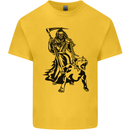 Pitbull Grim Reaper Dog Skull Satan Demon Kids T-Shirt Childrens Yellow