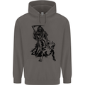 Pitbull Grim Reaper Dog Skull Satan Demon Mens 80% Cotton Hoodie Charcoal