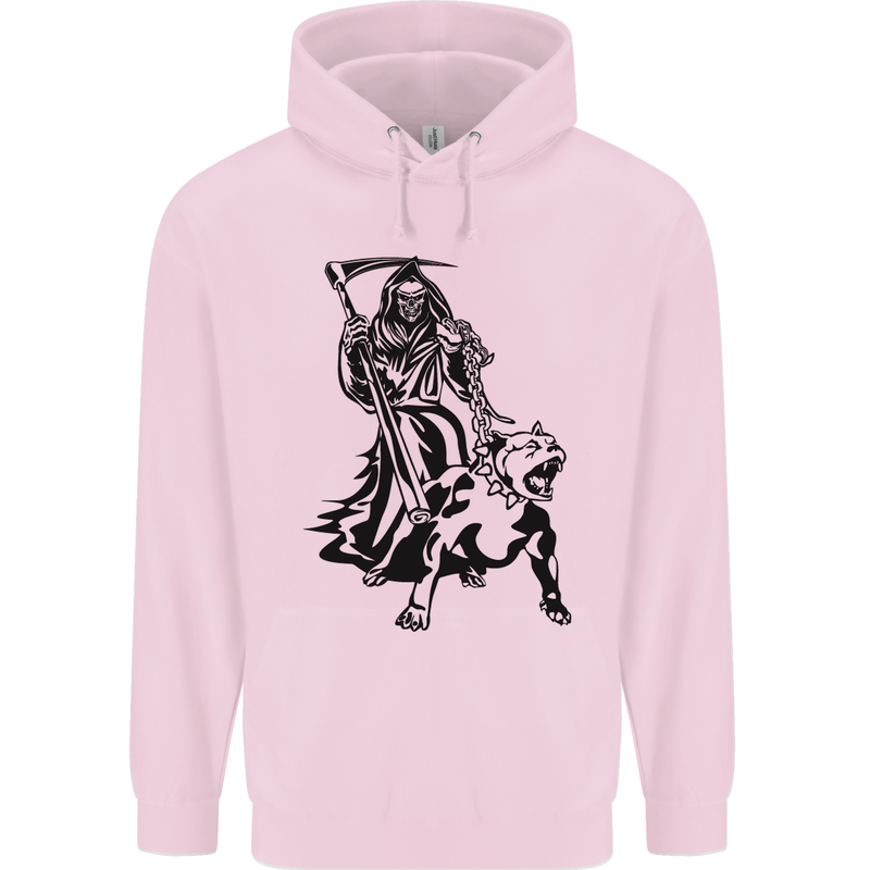Pitbull Grim Reaper Dog Skull Satan Demon Mens 80% Cotton Hoodie Light Pink