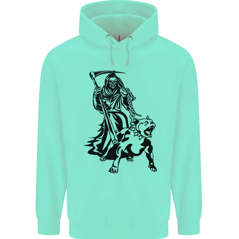 Pitbull Grim Reaper Dog Skull Satan Demon Mens 80% Cotton Hoodie Peppermint