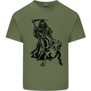 Pitbull Grim Reaper Dog Skull Satan Demon Mens Cotton T-Shirt Tee Top Military Green