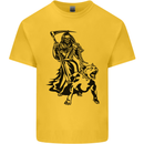 Pitbull Grim Reaper Dog Skull Satan Demon Mens Cotton T-Shirt Tee Top Yellow