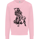 Pitbull Grim Reaper Dog Skull Satan Demon Mens Sweatshirt Jumper Light Pink